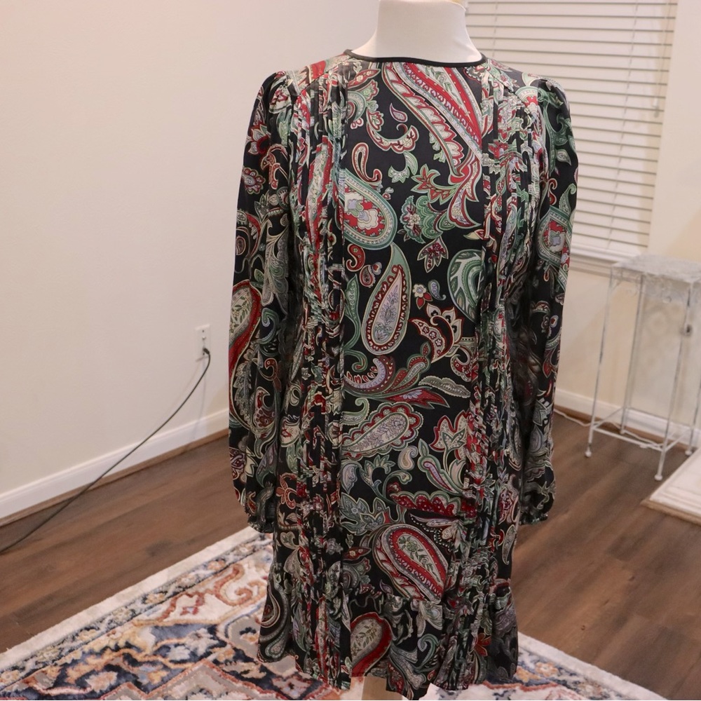 Multiple colors silk pleated dress